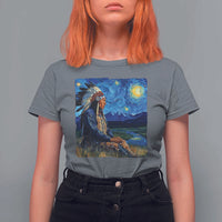 Native American Indian Van Goghs Starry Night T Shirt For Women - Wonder Print Shop