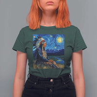Native American Indian Van Goghs Starry Night T Shirt For Women - Wonder Print Shop