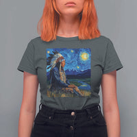 Native American Indian Van Goghs Starry Night T Shirt For Women - Wonder Print Shop