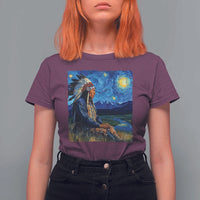 Native American Indian Van Goghs Starry Night T Shirt For Women - Wonder Print Shop