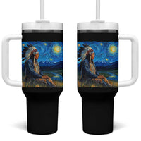 Native American Indian Van Goghs Starry Night Tumbler With Handle - Wonder Print Shop