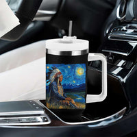 Native American Indian Van Goghs Starry Night Tumbler With Handle - Wonder Print Shop