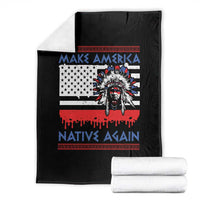 Make America Native Again Throw Blanket Native Indian Pride USA Flag - Wonder Print Shop