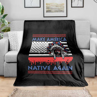 Make America Native Again Throw Blanket Native Indian Pride USA Flag - Wonder Print Shop