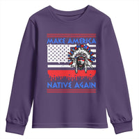 Make America Native Again Youth Sweatshirt Native Indian Pride USA Flag - Wonder Print Shop