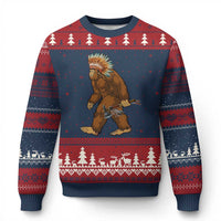 Funny Bigfoot American Indian Native Sasquatch Tomahawk Ugly Christmas Sweater - Wonder Print Shop