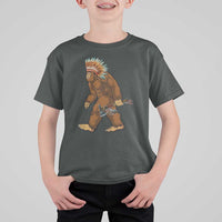 Funny Bigfoot American Indian Native Sasquatch Tomahawk T Shirt For Kid - Wonder Print Shop