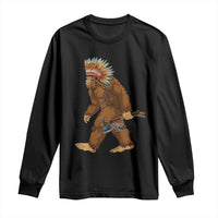 Funny Bigfoot American Indian Native Sasquatch Tomahawk Long Sleeve Shirt - Wonder Print Shop