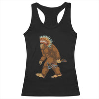 Funny Bigfoot American Indian Native Sasquatch Tomahawk Racerback Tank Top - Wonder Print Shop
