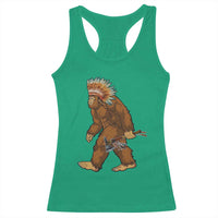 Funny Bigfoot American Indian Native Sasquatch Tomahawk Racerback Tank Top - Wonder Print Shop