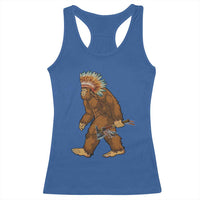 Funny Bigfoot American Indian Native Sasquatch Tomahawk Racerback Tank Top - Wonder Print Shop