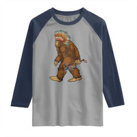Funny Bigfoot American Indian Native Sasquatch Tomahawk Raglan Shirt - Wonder Print Shop