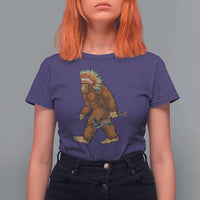 Funny Bigfoot American Indian Native Sasquatch Tomahawk T Shirt For Women - Wonder Print Shop
