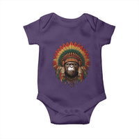 Bigfoot Native American Chief Sasquatch Wearing Headdress Baby Onesie - Wonder Print Shop