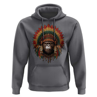 Bigfoot Native American Chief Sasquatch Wearing Headdress Hoodie - Wonder Print Shop
