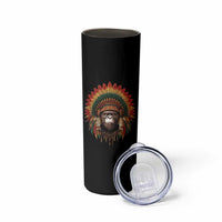 Bigfoot Native American Chief Sasquatch Wearing Headdress Skinny Tumbler - Wonder Print Shop