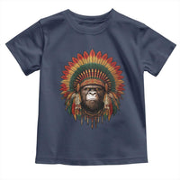Bigfoot Native American Chief Sasquatch Wearing Headdress Toddler T Shirt - Wonder Print Shop