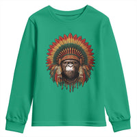 Bigfoot Native American Chief Sasquatch Wearing Headdress Youth Sweatshirt - Wonder Print Shop