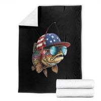 Funny Patriot American Flag Bass Fish Fishing Throw Blanket - Wonder Print Shop