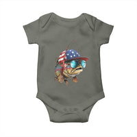Funny Patriot American Flag Bass Fish Fishing Baby Onesie - Wonder Print Shop