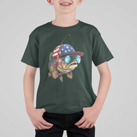 Funny Patriot American Flag Bass Fish Fishing T Shirt For Kid - Wonder Print Shop
