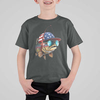 Funny Patriot American Flag Bass Fish Fishing T Shirt For Kid - Wonder Print Shop