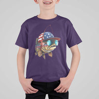 Funny Patriot American Flag Bass Fish Fishing T Shirt For Kid - Wonder Print Shop