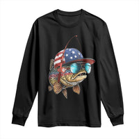 Funny Patriot American Flag Bass Fish Fishing Long Sleeve Shirt - Wonder Print Shop