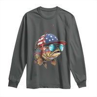 Funny Patriot American Flag Bass Fish Fishing Long Sleeve Shirt - Wonder Print Shop