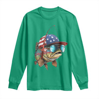 Funny Patriot American Flag Bass Fish Fishing Long Sleeve Shirt - Wonder Print Shop
