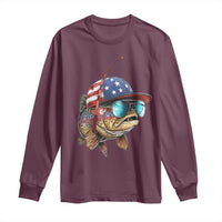 Funny Patriot American Flag Bass Fish Fishing Long Sleeve Shirt - Wonder Print Shop