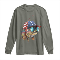 Funny Patriot American Flag Bass Fish Fishing Long Sleeve Shirt - Wonder Print Shop