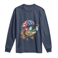 Funny Patriot American Flag Bass Fish Fishing Long Sleeve Shirt - Wonder Print Shop