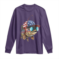 Funny Patriot American Flag Bass Fish Fishing Long Sleeve Shirt - Wonder Print Shop
