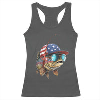 Funny Patriot American Flag Bass Fish Fishing Racerback Tank Top - Wonder Print Shop