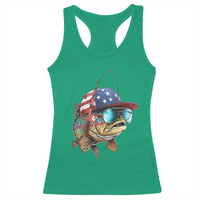 Funny Patriot American Flag Bass Fish Fishing Racerback Tank Top - Wonder Print Shop
