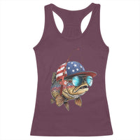 Funny Patriot American Flag Bass Fish Fishing Racerback Tank Top - Wonder Print Shop