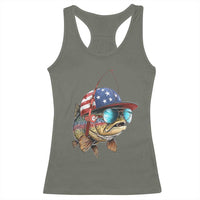 Funny Patriot American Flag Bass Fish Fishing Racerback Tank Top - Wonder Print Shop