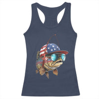 Funny Patriot American Flag Bass Fish Fishing Racerback Tank Top - Wonder Print Shop