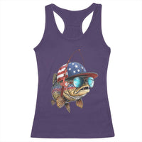Funny Patriot American Flag Bass Fish Fishing Racerback Tank Top - Wonder Print Shop