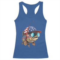 Funny Patriot American Flag Bass Fish Fishing Racerback Tank Top - Wonder Print Shop