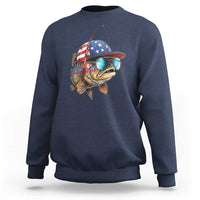 Funny Patriot American Flag Bass Fish Fishing Sweatshirt - Wonder Print Shop