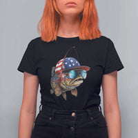 Funny Patriot American Flag Bass Fish Fishing T Shirt For Women - Wonder Print Shop