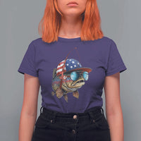 Funny Patriot American Flag Bass Fish Fishing T Shirt For Women - Wonder Print Shop