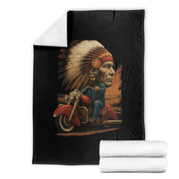 Indian American Rider Throw Blanket Vintage Native American Motorcycle - Wonder Print Shop