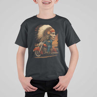 Indian American Rider T Shirt For Kid Vintage Native American Motorcycle - Wonder Print Shop