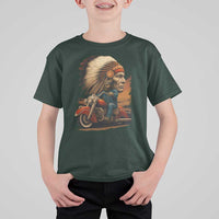 Indian American Rider T Shirt For Kid Vintage Native American Motorcycle - Wonder Print Shop