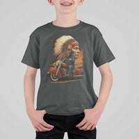 Indian American Rider T Shirt For Kid Vintage Native American Motorcycle - Wonder Print Shop