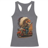 Indian American Rider Racerback Tank Top Vintage Native American Motorcycle - Wonder Print Shop
