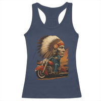 Indian American Rider Racerback Tank Top Vintage Native American Motorcycle - Wonder Print Shop